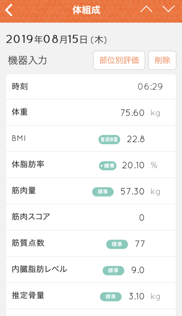 体重推移 開始時